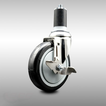 Service Caster 5 Inch 316SS Black Polyurethane Swivel 1-5/8 Inch Expanding Stem Caster Brake SCC-SS316EX20S514-PPUB-BLK-TLB-158